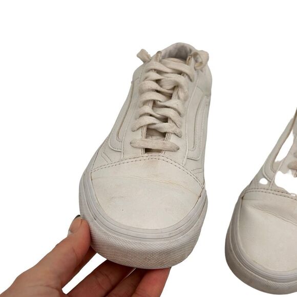 Vans white leather sneaker old skool men’s size 7.5 or women size 9 - Picture 4 of 11